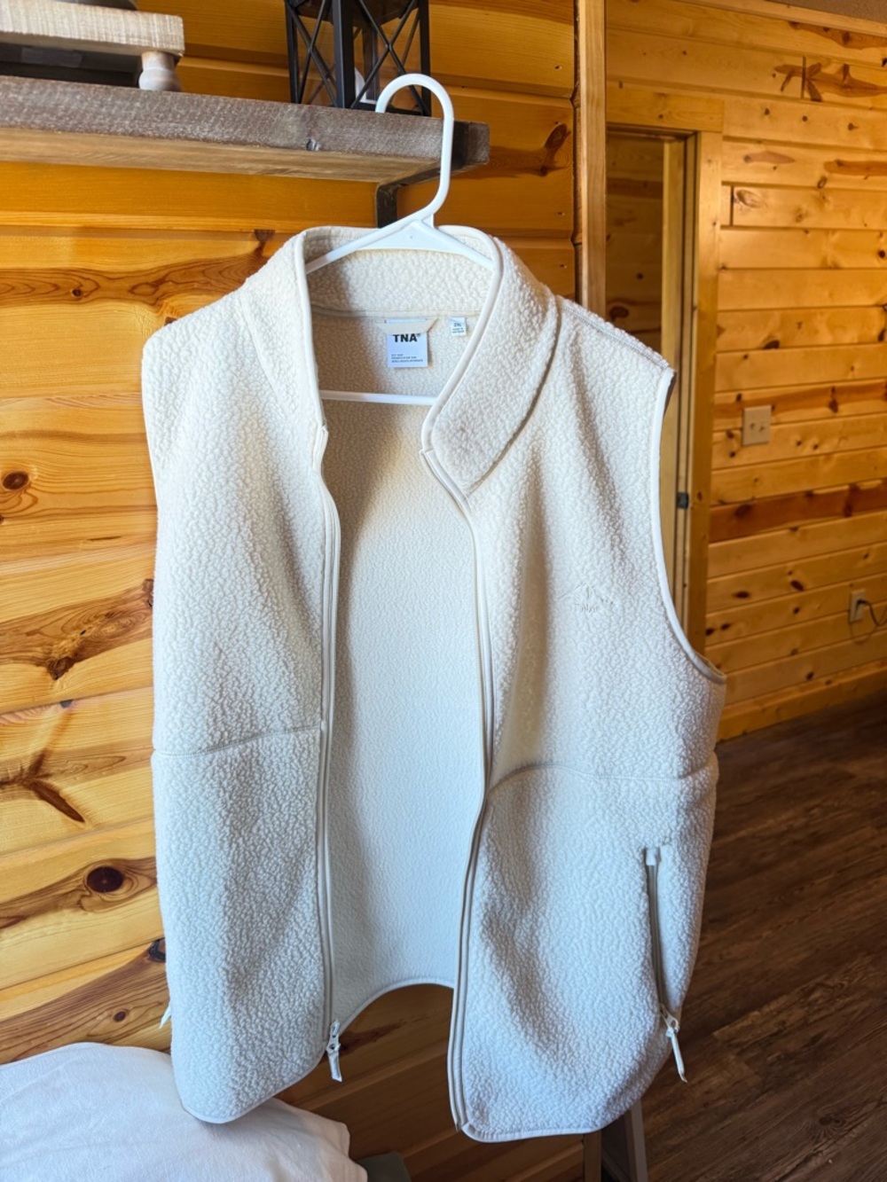 TNA Cream Sherpa Fleece Zip Vest